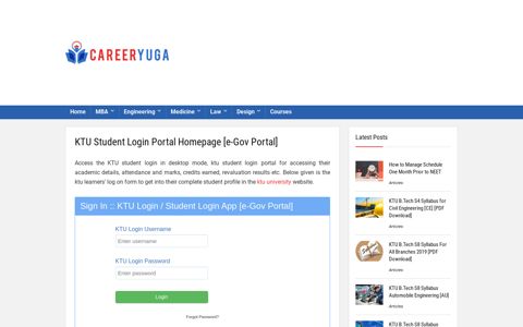 KTU Student Login Portal (Desktop Mode) : Get Access Now!