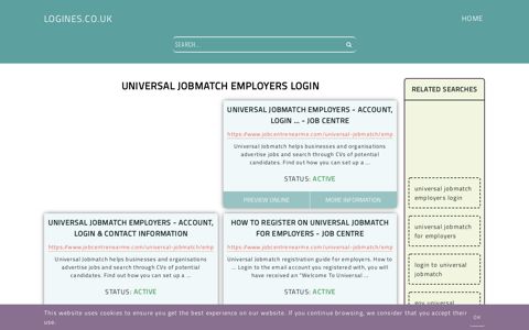 universal jobmatch employers login - General Information about Login
