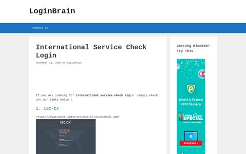 International Service Check Isc-Cx - LoginBrain