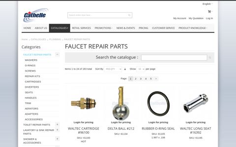 faucet repair parts - plumbing - catalogues - Cathelle Inc