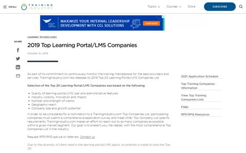 2019 Top Learning Portal/LMS Companies - Training Industry