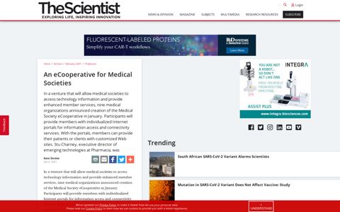 An eCooperative for Medical Societies - The Scientist Magazine