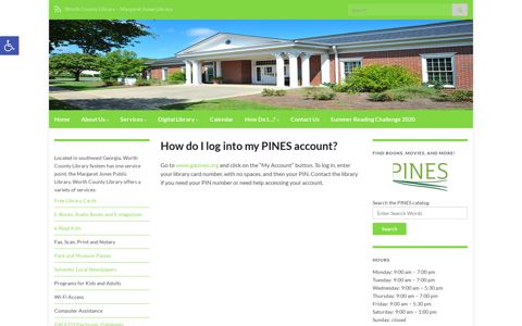 How do I log into my PINES account? - Worth County Library