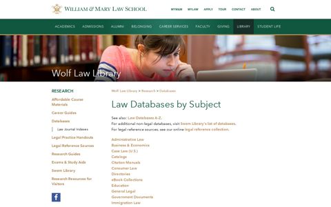 Law Databases by Subject | William & Mary Law School