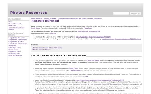 Picasaweb retirement - Photos Resources - Google Sites