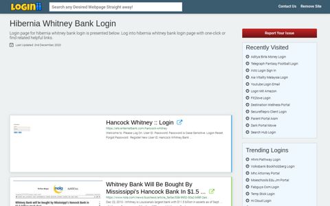 Hibernia Whitney Bank Login - Loginii.com