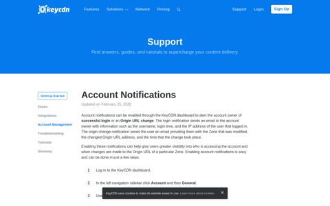 Account Notifications - KeyCDN Support