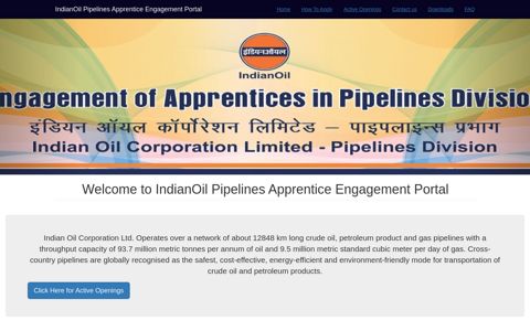 IndianOil Pipelines Apprentice Engagement Portal