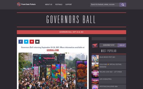 GOVERNORS BALL | Front Gate Tickets