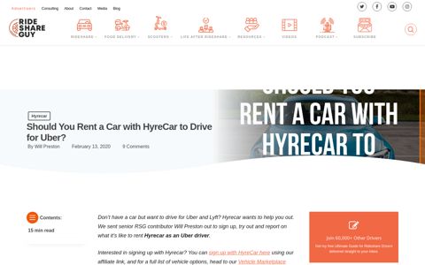 Should You Rent a Car with HyreCar to Drive for Uber?