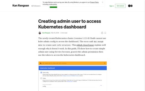 Creating admin user to access Kubernetes dashboard | by ...
