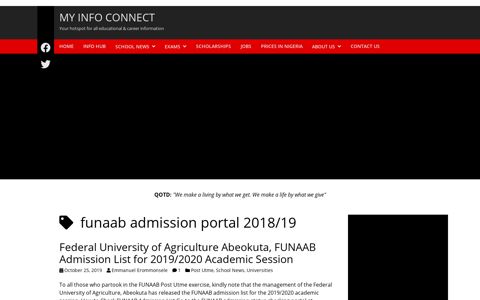 funaab admission portal 2018/19 Archives – My Info Connect