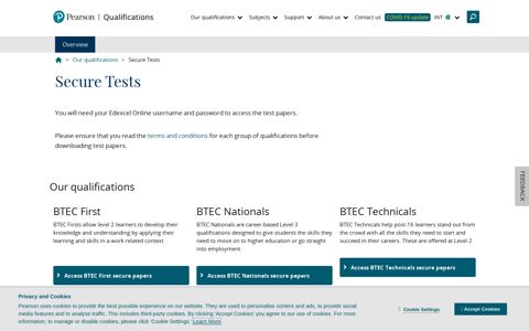 Secure Tests | Pearson qualifications
