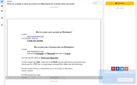 How to create a new account on iMechanica? - Studylib