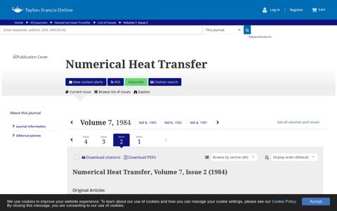 Numerical Heat Transfer: Vol 7, No 2 - Taylor & Francis Online