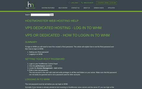 Vps Dedicated Hosting - Log in to WHM - HostMonster