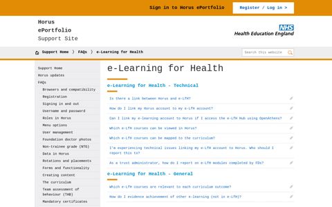 e-Learning for Health - Horus Support