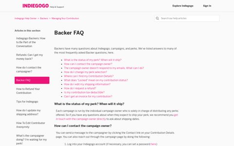 Backer FAQ – Indiegogo Help Center - Indiegogo Support