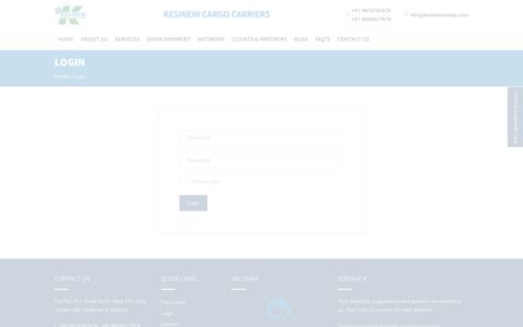 Login - Kesineni Cargo Booking System :: Home