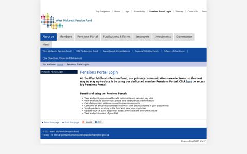 Pensions Portal Login - West Midlands Pension Fund