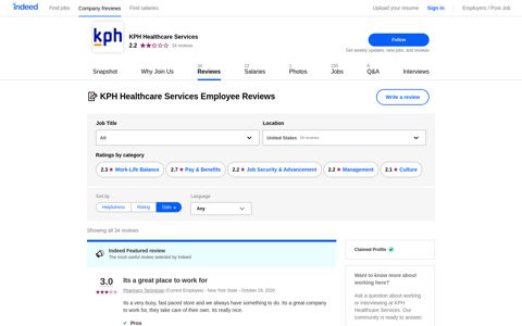 Working at KPH Healthcare Services: Employee Reviews ...