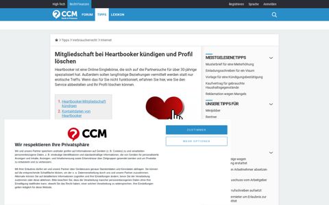 Mitgliedschaft bei Heartbooker kündigen und Profil löschen ...