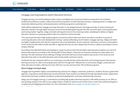 Cengage Learning Acquires Gatlin Education Services ...