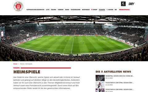 Tickets: Heimspiele - FC St. Pauli