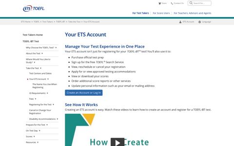 Your ETS Account (For Test Takers)