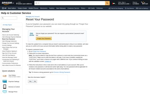 amazon.ae Help: Reset Your Password