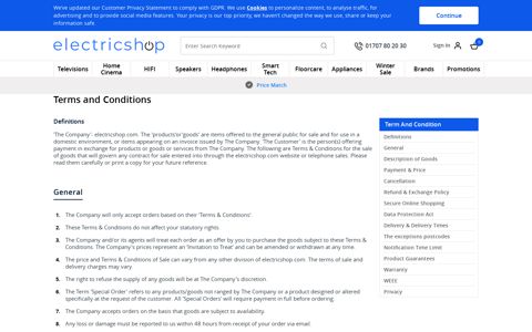 Terms and Conditions | electricshop.com