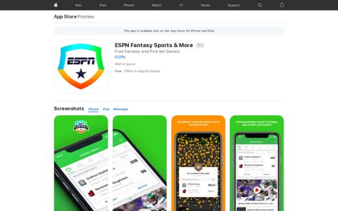 ‎ESPN Fantasy Sports & More on the App Store