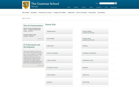Parent Info - The Grammar School