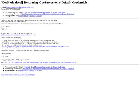 [GeoNode-devel] Restauring GeoServer to its Default ...