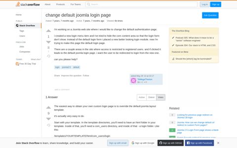 change default joomla login page - Stack Overflow