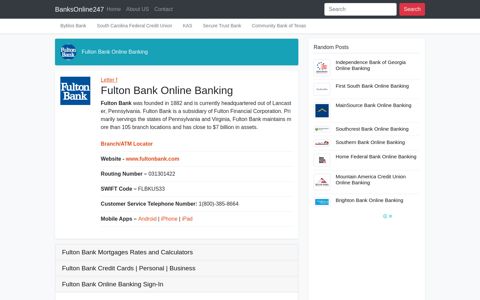Fulton Bank Online Banking Sign-In