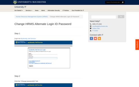 Change HRMS Alternate Login ID Password - University IT