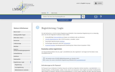 Hilfe - Registrierung / Login - LIVIVO