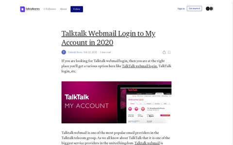 Talktalk Webmail Login to My Account in 2020 | by Talktalk ...