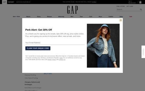Email Sign Up | Gap Canada