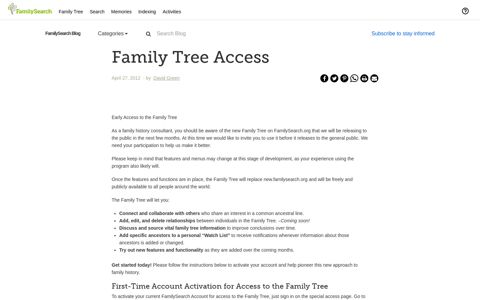 Family Tree Access • FamilySearch