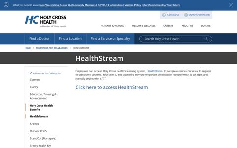 HealthStream Silver Spring, Maryland (MD), Holy Cross Hospital