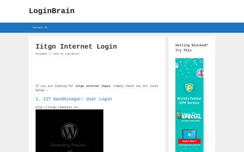 Iitgn Internet - Iit Gandhinagar: User Login - LoginBrain