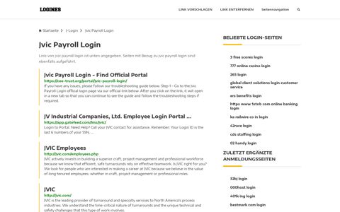 Jvic Payroll Login | Allgemeine Informationen zur Anmeldung