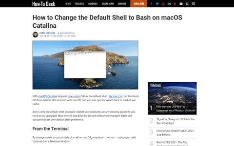 How to Change the Default Shell to Bash on macOS Catalina