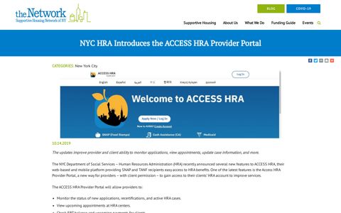 NYC HRA Introduces the ACCESS HRA Provider Portal ...