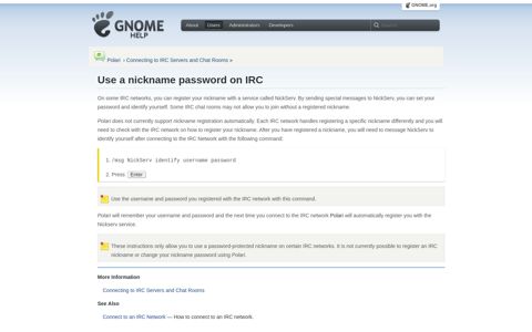 Use a nickname password on IRC