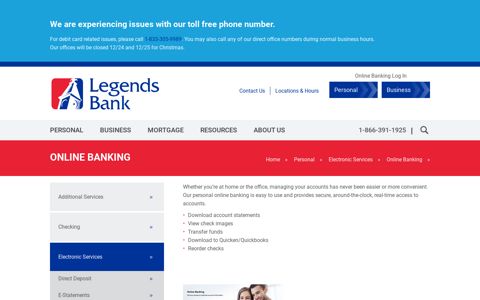Online Banking - Legends Bank