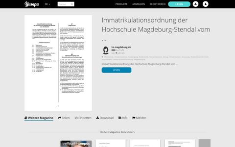 Immatrikulationsordnung der Hochschule Magdeburg-Stendal ...