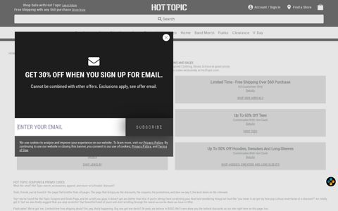 Hot Topic Coupons, Promo Codes & Deals | Hot Topic
